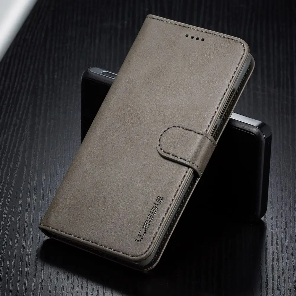 Серый Роскошный кожаный чехол для huawei P30 P30 Lite держатель для карт Waller чехол для huawei P30 Pro подставка откидная крышка Черный Коричневый Fundas Coque - Цвет: Серый
