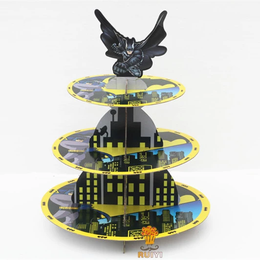 2sets cartoon Batman baby shower birthday party decorations supplies cardboard cupcake stand hold 24 cupcakes | Дом и сад