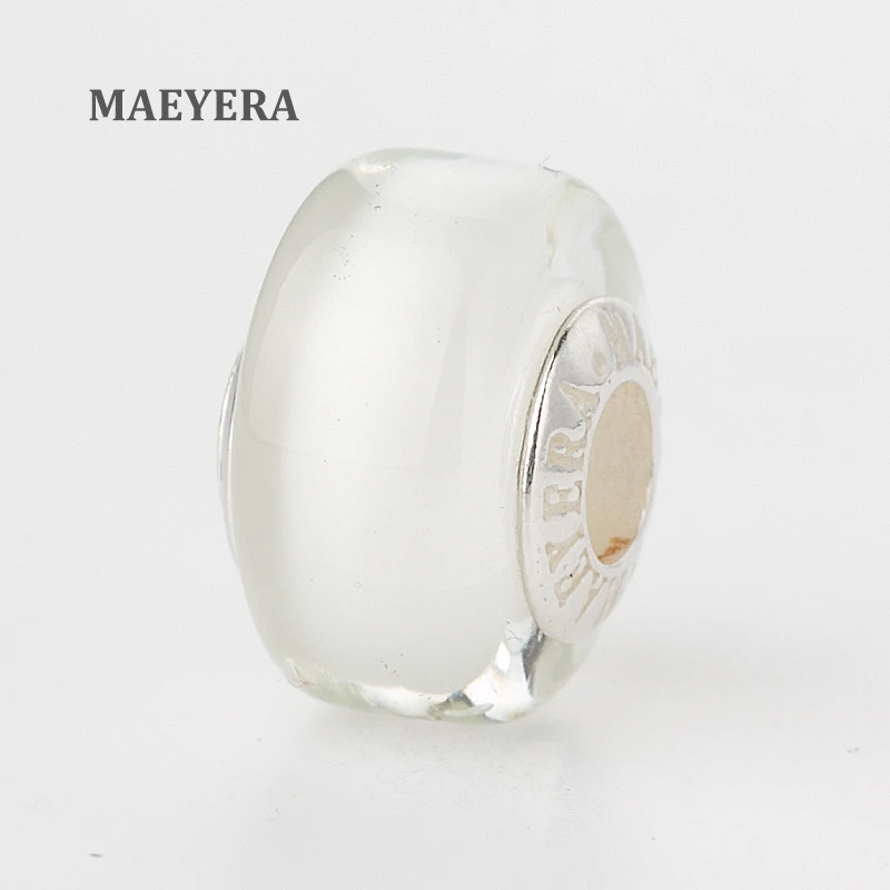 Женские стеклянные бусины MAEYERA белые из муранского стекла в Европейском стиле