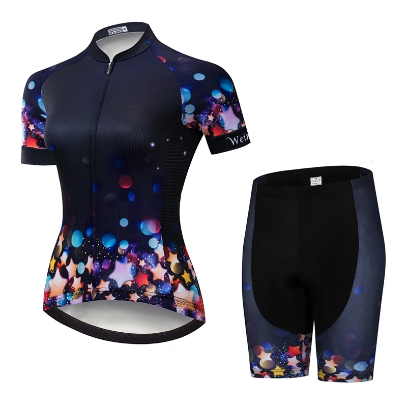 Weimostar Black Cycling Clothing Bike Jersey Women's Set MTB Bicycle clothes team Maillot gel bike bib shorts |