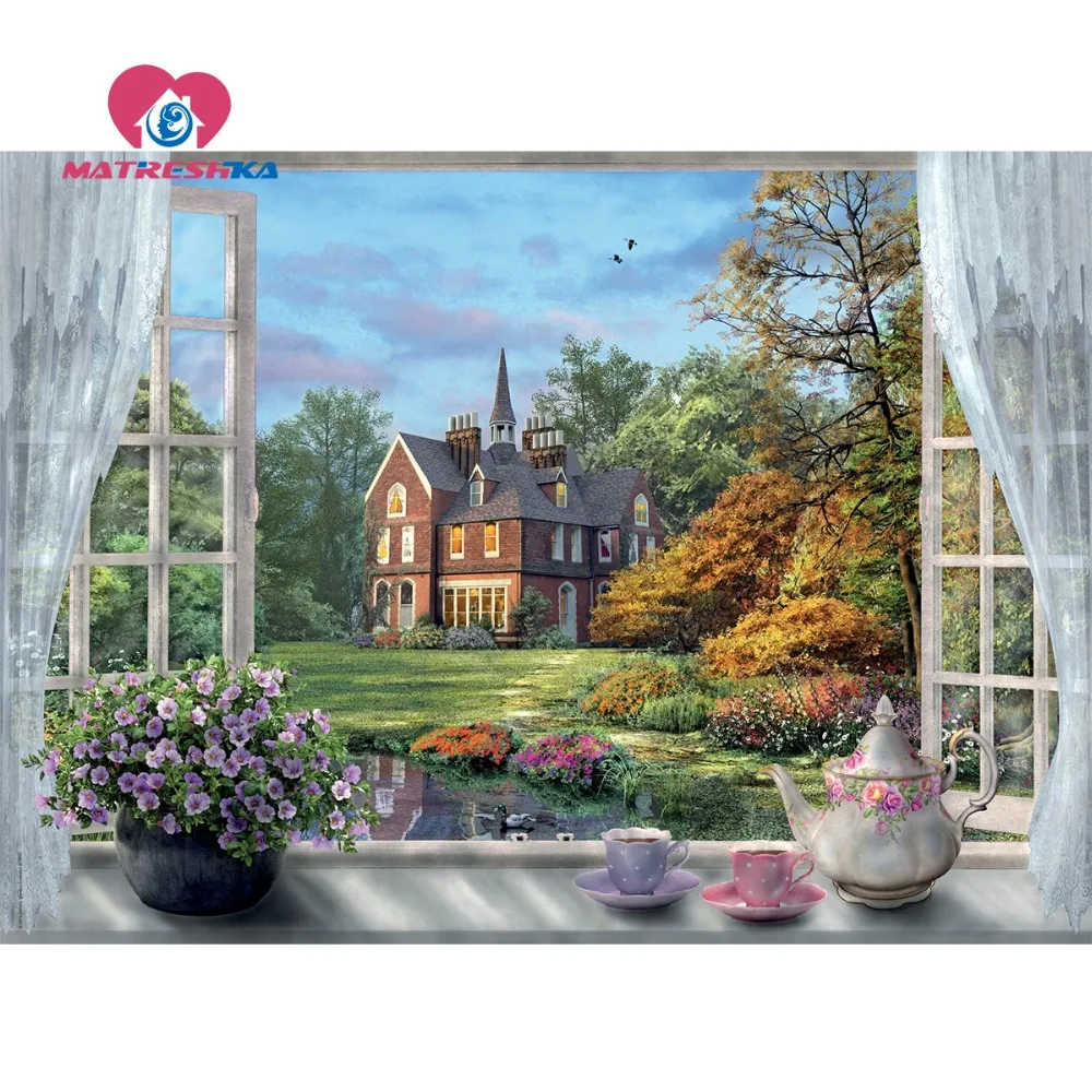 Алмазная вышивка пейзаж дом картины мозаика полная выкладка картина Стразы