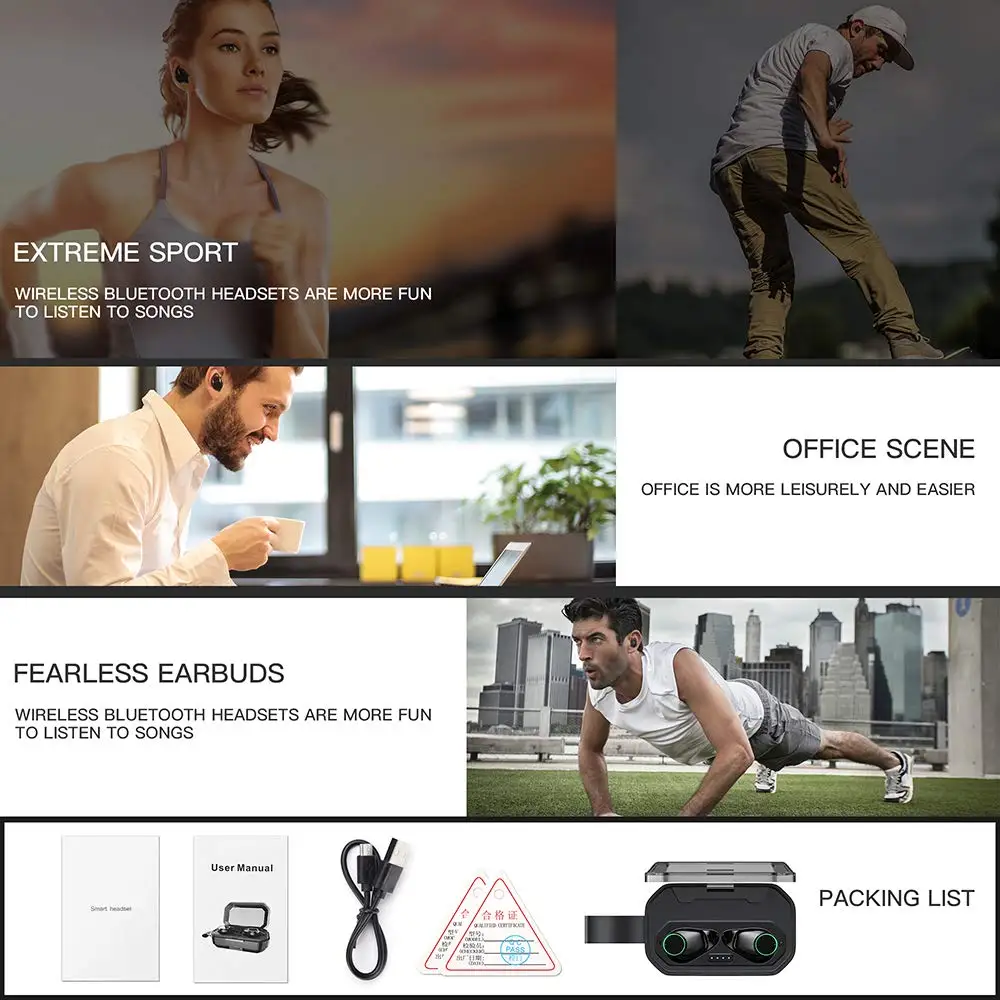 Обновленный 2019 беспроводной наушник Bluetooth 5 0 беспроводные наушники IPX7