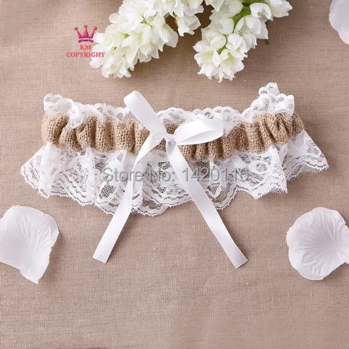 

1Pcs Burlap & Lace Bride Garter Wedding Garters Bridal Accessories Wedding Favors GA107