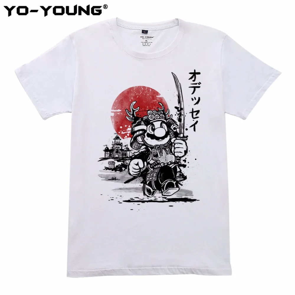 Для мужчин футболки Супер Марио самурая Odyssey цифровой печати 100% 180 г/м² хлопок