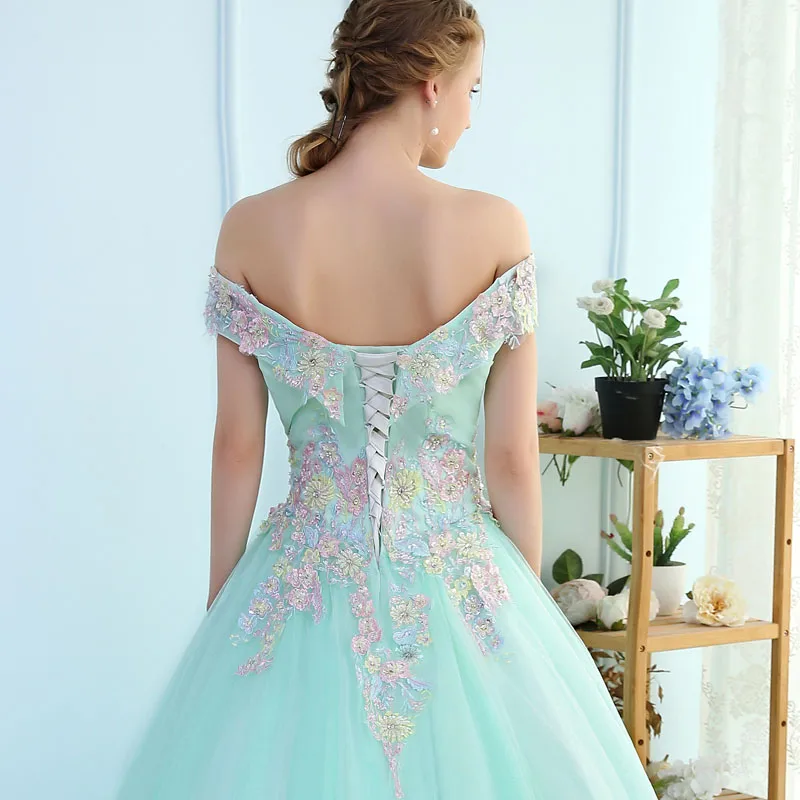 Ruthshen мятно зеленые платья для Quinceanera 2020 бальные с открытыми плечами маскарада