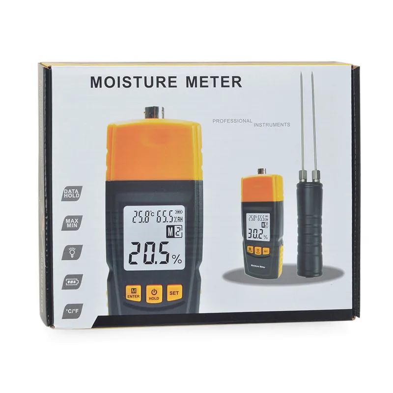 

GM620 Wood Moisture Meter Adjustable for 4 tree species temperature Grain Free Shipping