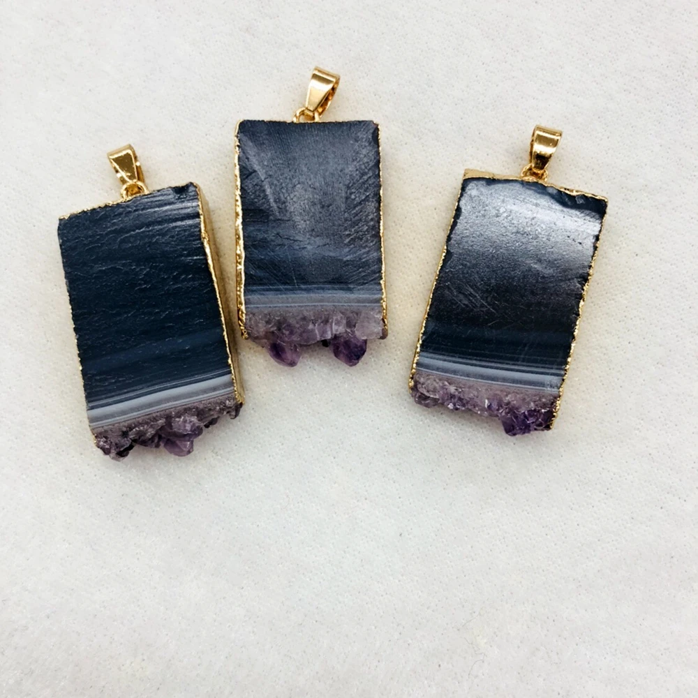 

Wholesale Mixed 5pcs Charming Geode Drusy Amethys t Pendant,For Gem Stone Drusy Jewelry Necklace,Approx 30mm