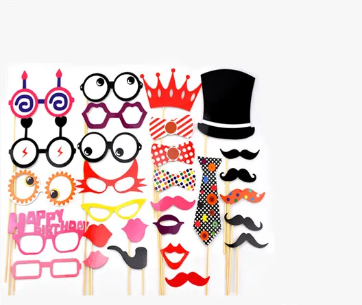 Забавные фотографии маленькие бумажные бороды красные губы реквизит Креативные