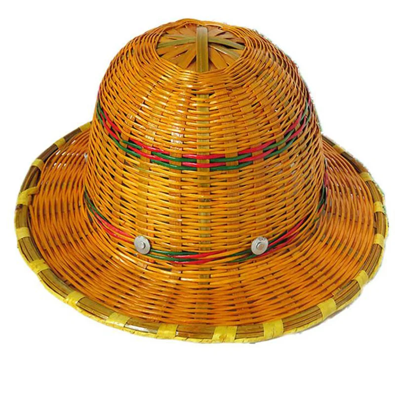 Бамбуковая Шляпа защитный шлем летние дышащие защитные шлемы со стальной - Фото №1