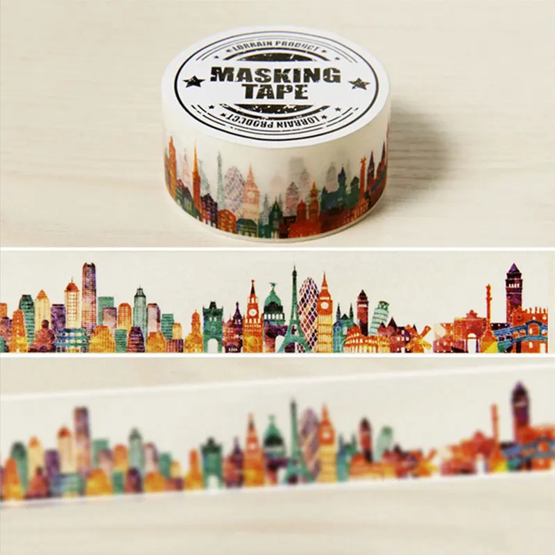 

25mm*8m Color city washi tape DIY decoration scrapbooking planner masking tape adhesive tape label school supplies stationery