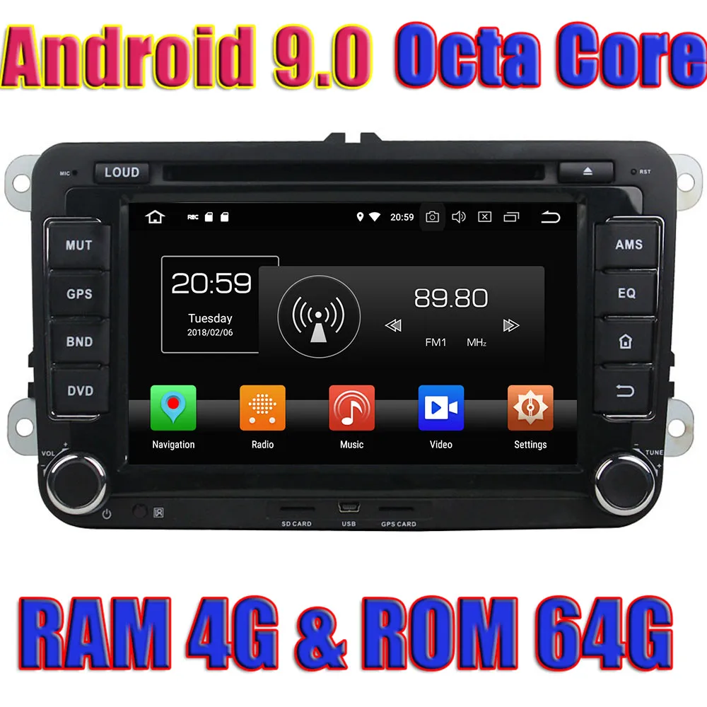 Wanuary Android 9 0 автомобильный DVD Авторадио для VW Jetta/Seat/CC/Polo Golf/Golf 5/Golf 6 2006-2012 GPS