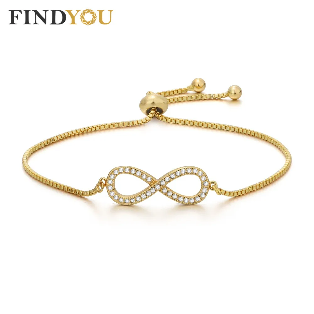 Женские браслеты FINDYOU Infinite Love с фианитом золотого и серебряного цветов