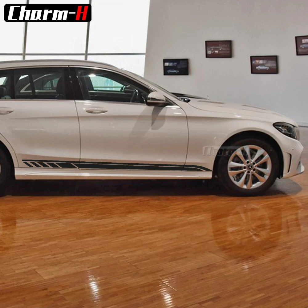 2X наклейки в полоску на дверь для Mercedes Benz C Class 2019 Estate W205 C180 C200 C260 C300 C43 C63 AMG