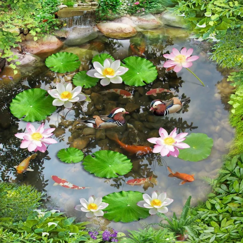 

Free Shipping pool water Bibo Lake 3D bedroom living room Floor Waterproof floor mural painting