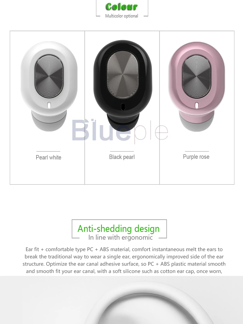 Blueple Wireless Auricular Bluetooth Earphone Mini Earbud Sport Music Headset Handsfree with Mic for MP3 | Электроника