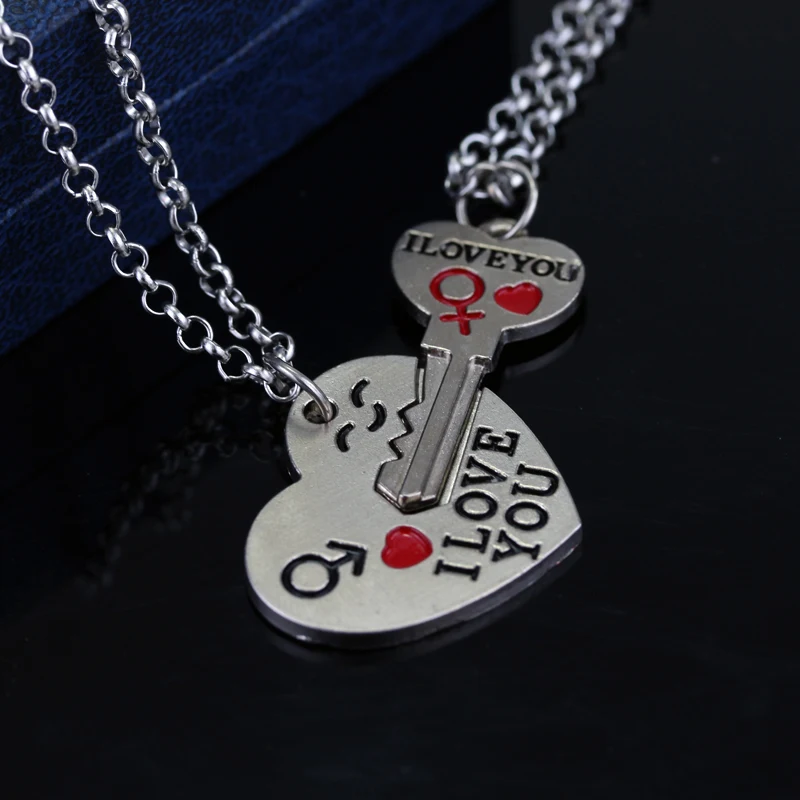 Модное ожерелье с сердечком и надписью I Love You, пара подвесок, ожерелье s для женщин и мужчин, очаровательные ювелирные изделия для влюбленных, милые аксессуары