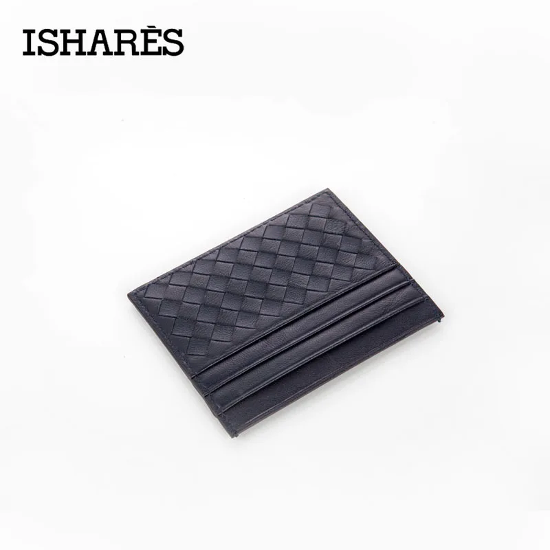 Nightsky Blue ISHARES, новинка, натуральная кожа, плетение, для мужчин, женщин, унисекс, кошельки, кредитный ID держатель для карт, мини кошелек, чехол, кошелек, ручная работа, IS6051 - Цвет: Nightsky Blue