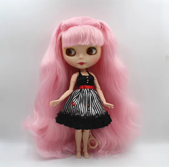 Кукла Blygirl Blyth розовая челка с закрытыми глазами матовое лицо телесная кукла 30 см