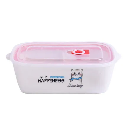 Лидер продаж милых животных Керамика Коробки для обедов Procelain миску Bento LunchBox Портативный Еда контейнер для детей посуда набор - Цвет: B