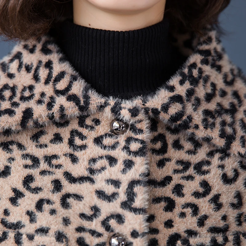 Brand Coat Fall Winter Women Short New Fashion Leopard OL Commuter Turn-down Collar Single Breasted Outerware Female | Женская одежда