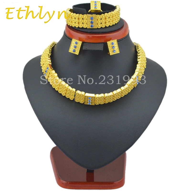 Ethlyn Gold Color Women Ethiopian/Eritrea/Habesha Chokers Jewelry Sets Statement necklace/ bracelet /earrings/ ring S98 | Украшения и