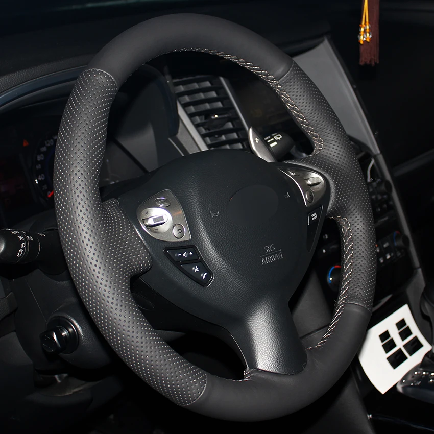 Черная кожаная крышка рулевого колеса автомобиля для Infiniti FX FX35 FX37 FX50 Nissan Juke Maxima 2009
