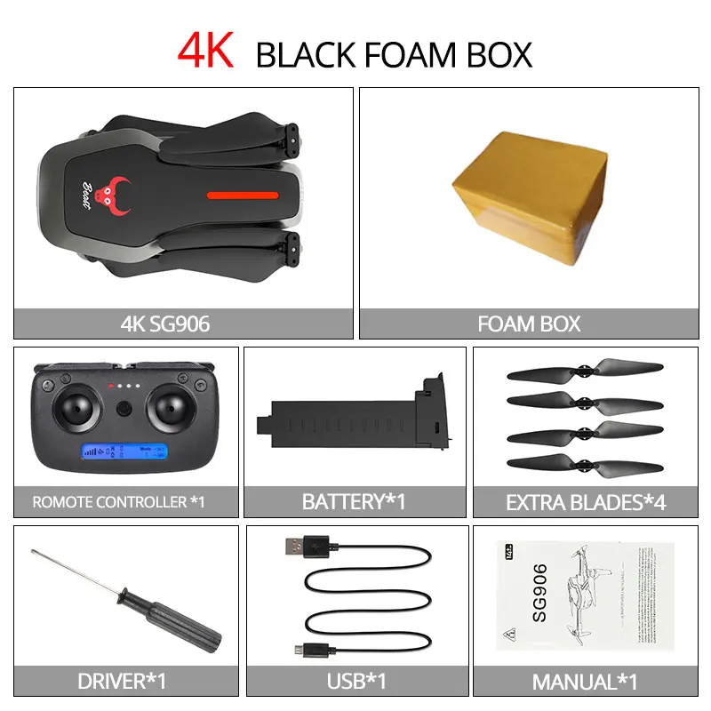 4k Black Foam Box Бесщеточный 4K Дрон с 5G wifi FPV HD камерой 25 минут полёт gps Дрон камера RC Квадрокоптер Вертолет VS SG906 F11 E520S S167 - Цвет: 4k Black Foam Box