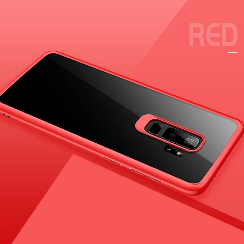 Рок для samsung Galaxy S9 S9 плюс+ чехол, с кристаллами, прозрачная, для телефона защита soфт+ Твердый Чехол-гибрид для samsung s9 чехол - Цвет: Red