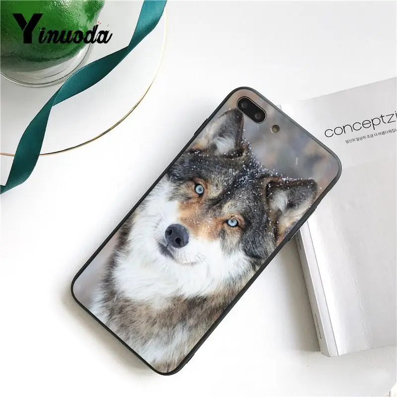 Yinuoda для iphone 7 X Чехол крутой волк животное черный и белый первоклассный чехол для телефона для iphone X 6 7 6s 7plus 8 8Plus 5 5S XS XR