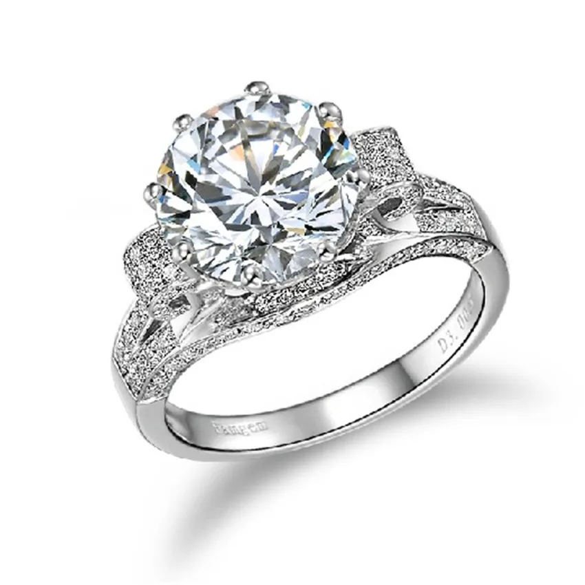 

9mm 3Ct Round Cut Moissanite Diamond Proposal Ring 925 Sterling Silver Ring Test Positive Women Jewelry