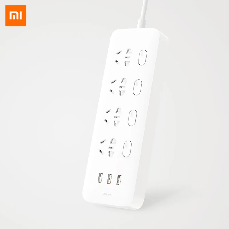 Оригинальный удлинитель для розетки Xiaomi Mijia с выключателем питания 3 USB 2 а адаптер