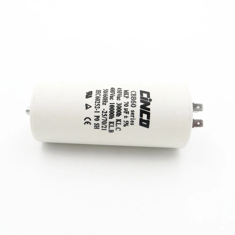 CBB60 Motor Run Capacitors 70UF 400V 450V wire SH DB Polypropylene Film Ac 450VAC Water Pump electrical engine 70mfd 70mf |