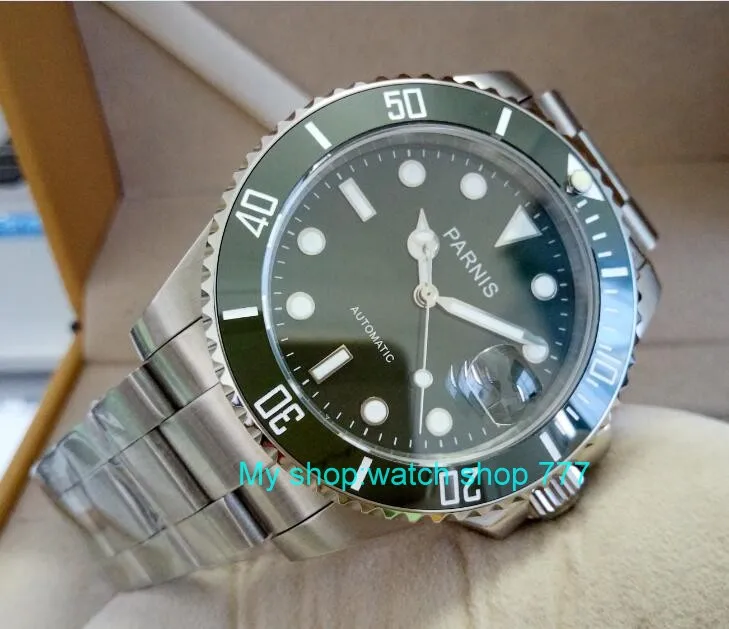 Мужские часы с автоматическим механизмом зеленая вращающаяся Керамическая