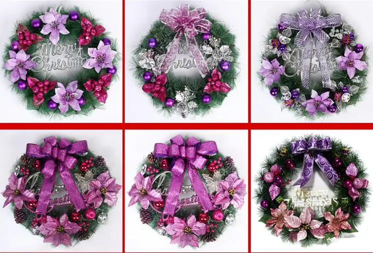 Рождественский венок круглый ручной работы Новый Год элегантный праздничный