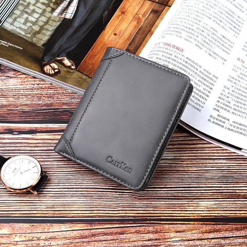 Мужской кошелек в европейском и американском ретро стиле короткий кожаный