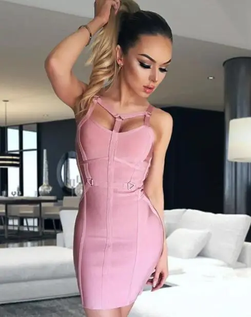 Новое высококачественное женское платье пыльное розовое Бандажное платье для вечеринок платье Прямая поставка+ костюм