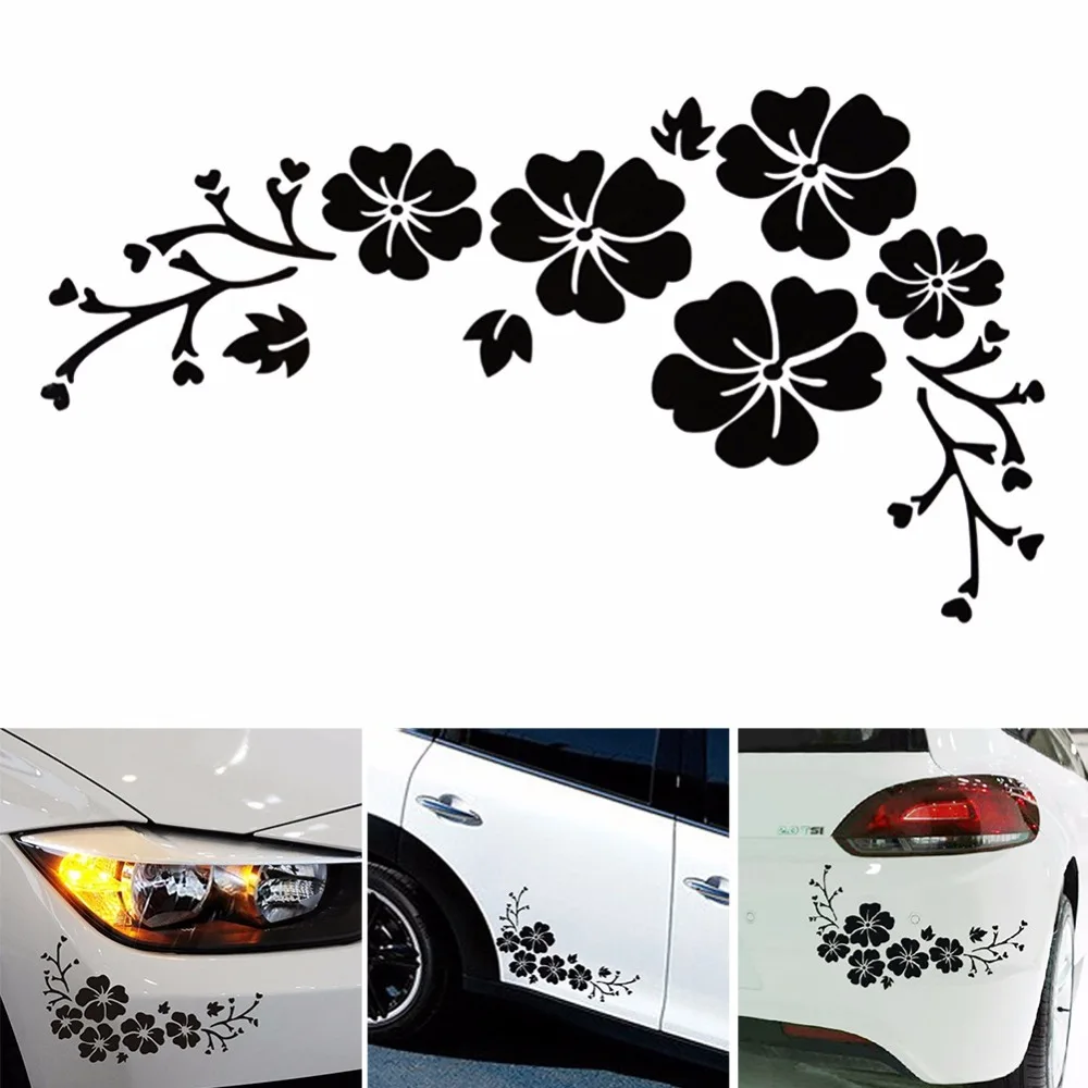 2 Pieces/Lot Car Styling 30*17CM Waterproof Sticker Cute Engraving Hibiscus Flower Pattern Delicate Individuality Stickers | Автомобили и