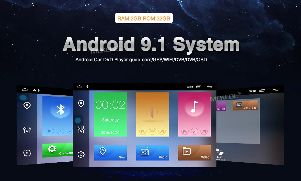 MEKEDE Android 9,1 2+ 32G автомобильный dvd для 2 Din универсальный автомобильный Радио с навигацией Bluetooth Wifi автомобильный стерео gps плеер