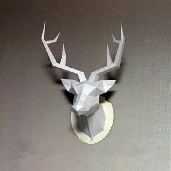 Сливовый 60x45x32 см новые аксессуары для украшения дома DIY бумажная ручная работа винтажная голова антилопы абстрактный Декор стены комнаты статуи головы оленя - Цвет: Сливовый