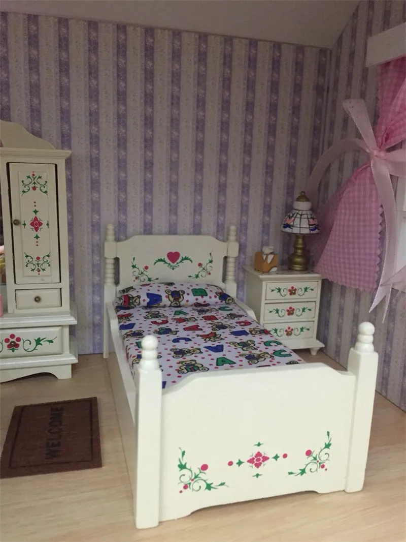 Doub K 1:12 кукольный домик мебель игрушка для кукол белая миниатюрная кровать шкаф спальные наборы ролевые игры игрушки для детей Подарки для девочек