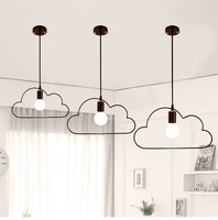cartoon art black white metal paint iron cloud outline droplight minimalist led e27 pendant lights for living room bedroom