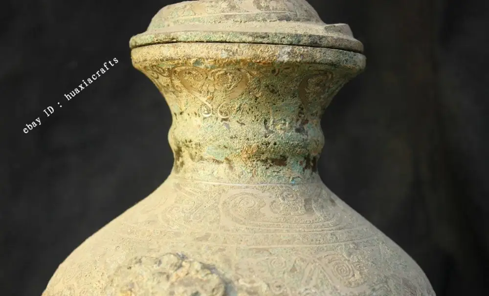 Collect China Bronze Silver Handmade Binaural beast pattern Pots bottle Jar Jug | Дом и сад