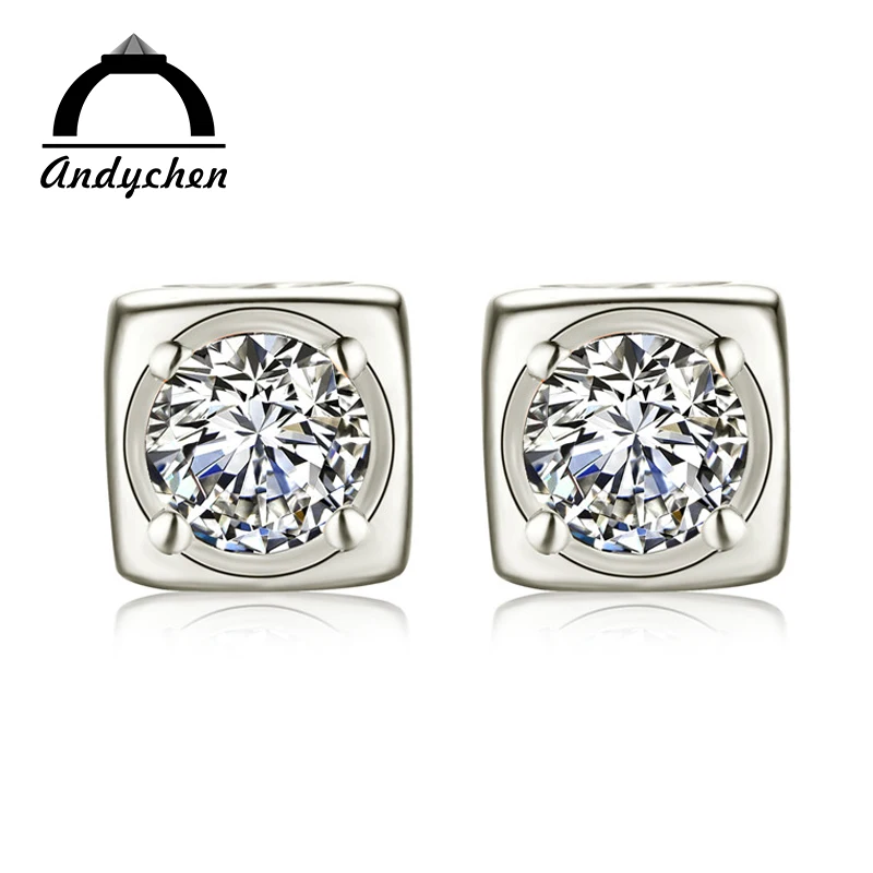 AndyChen белого золота Цвет свадебные серьги AAA Ясно Циркон Обручение Jewelry Серьги для