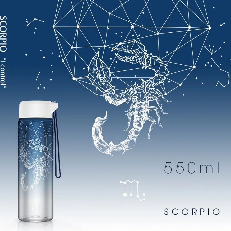 Scorpio Unibott 550 мл My Cute Crystal Kids пластиковая бутылка для воды Bpa бесплатно шейкер для протеина Спорт Зодиак открытый напиток Кемпинг Тур путешествия - Цвет: Scorpio