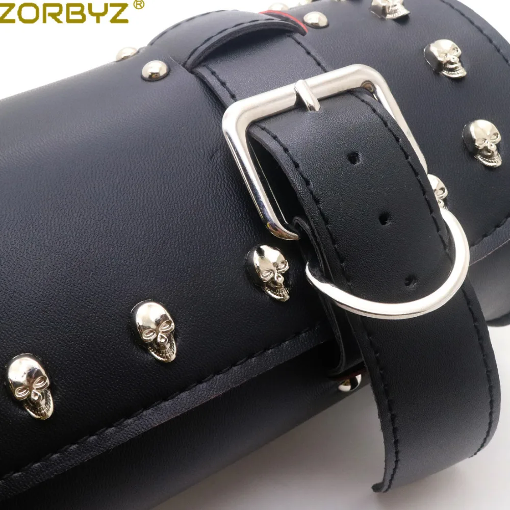 ZORBYZ черная мотоциклетная сумка из искусственной кожи с черепом круглая баррель