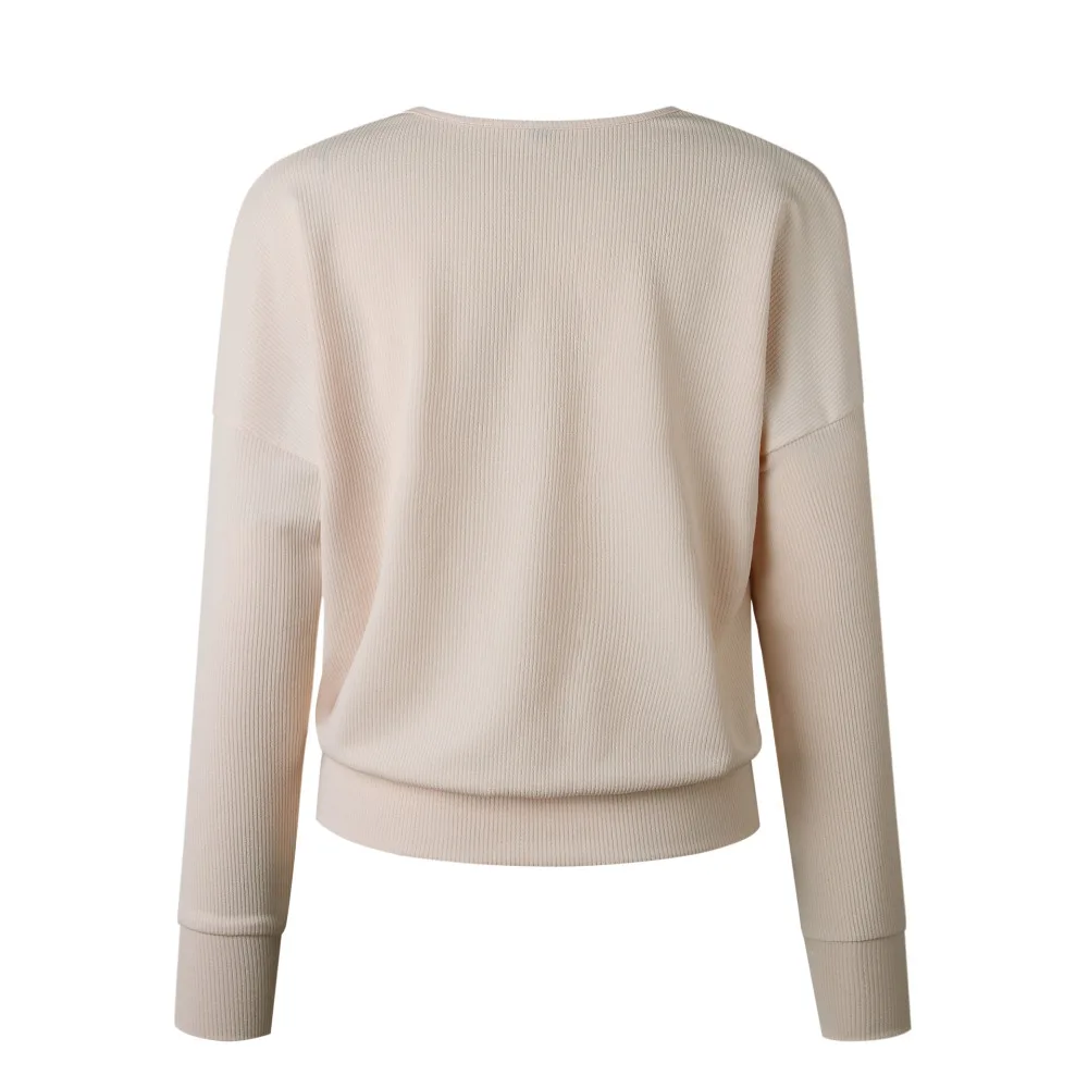 

LOSSKY knitted v neck women's sweater autumn casual long sleeve 2018 autumn winter solid slim tops sweaters sexy sweater Female