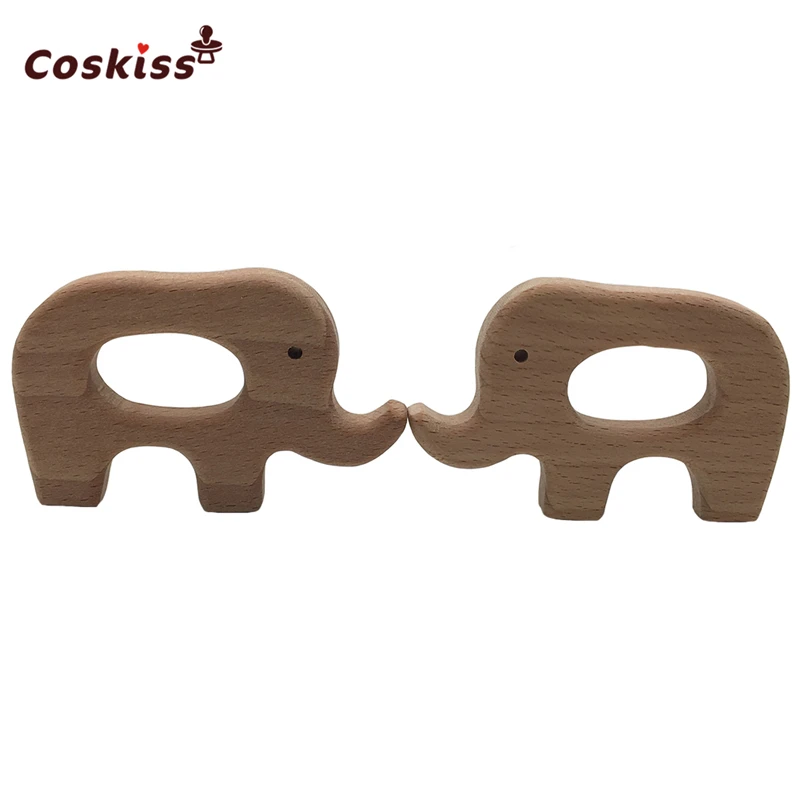 Необработанный деревянный кулон в виде слона Прорезыватель для зубов детские