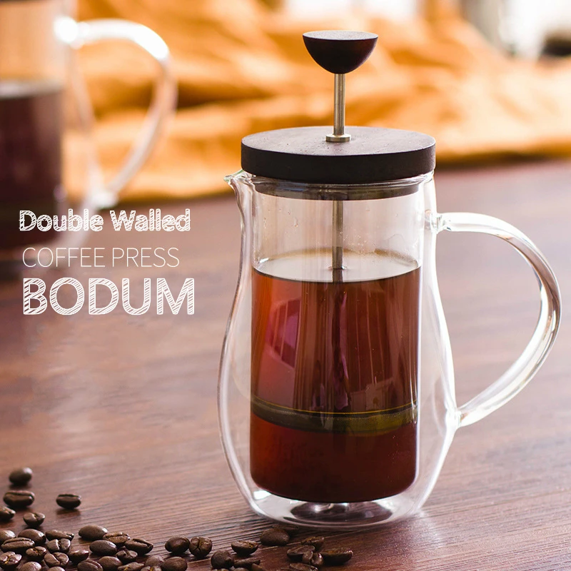 Bodum дизайнерский стеклянный кофейник с двойными стенками, фильтр для французского пресса, es чайник, термостойкая бутылка для чая, бытовая колба