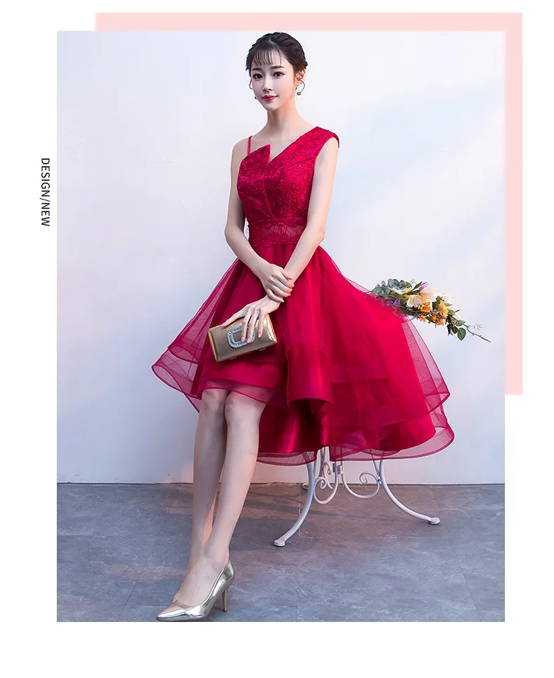 Robe de soiree красное элегантное кружевное вечернее платье без рукавов вечерние платья с коротким передом и длинной спинкой платья для выпускного вечера
