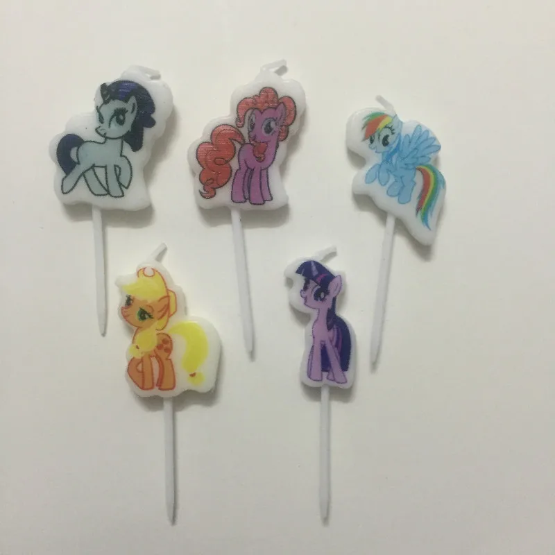 5pcs/set Cute Pony Cartoon Theme Candle Birthday Cake Party Supplies Wedding Decoration | Дом и сад